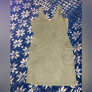 Y2K VENUS Catalog Cotton TANK DRESS With Pockets Olive Green L